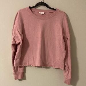 Pink Lily Pink Cropped Boxy Long Sleeve Sweatshirt